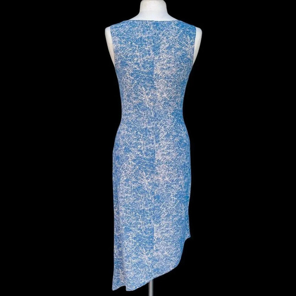 FRENCH CURVE Women’s Size M Blue Vintage Cowl-neck Asymmetrical Hem Sheath Dress - Picture 4 of 4